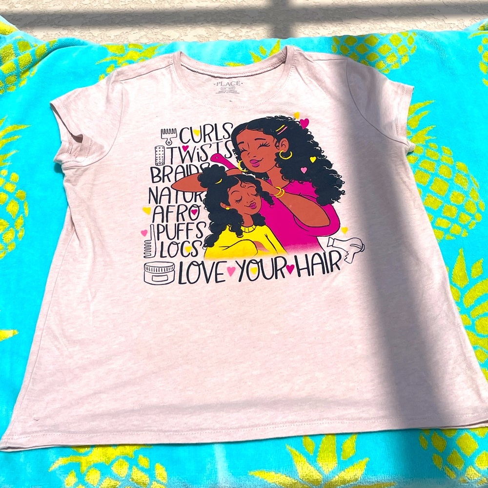 The Children’s Place Girls Love Your Hair Graphic Tee SZ L 10/12